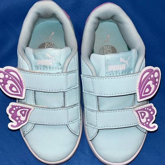 PUMA SMASH V2 Baby Aqúa Electric Orchid-White Sneakers 11C - Picture 3 of 13